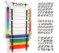 Winartton 12 Belts Karate Belt Display Rack with Stickers, Martial Arts Belt Display Holder, Taekwondo Belt Jiu Jitsu Belt Bjj Belt Display Hanging Holder for Adults