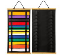 Winartton 12Belts Karate Belt Display Rack with Bamboo Frame, Felt Taekwondo Belt Display, Martial Art Belt Display Holder for Martial Art Learner, Not Easily Deformed Surprise Choice (Stud Included)