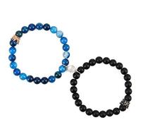 Winas Couples Bracelets- Matching Bracelets Kings and Queens Magnetic Couples Bracelets Christmas Birthday Jewelry Gifts for Girlfriend Boyfriend, M, Stone, Agate