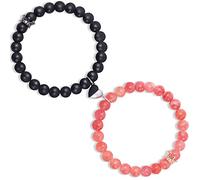 Winas Couples Matching Bracelets- Kings and Queens Bracelets Magnetic Couples Bracelets Christmas Birthday Gifts for Girlfriend Boyfriend, M, Stone, Agate