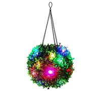 WINBST Artificial Boxwood Ball, Colorful LED Lights Ball, Artificial Flowers Leaves Topiary Hanging Lamp for Home Outdoor Wedding Party Decoration 20cm