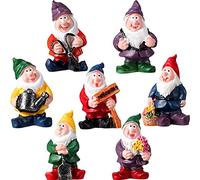 WINBST Garden Gnomes, Gnome Fairy Garden Miniature Statue, 7 pieces 5cm Happy Garden Gnome Decoration, Gnomes Mini Garden Gnomes Weatherproof Funny Garden Gnomes