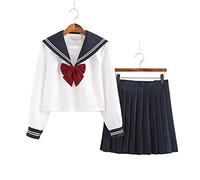 WINBST Japanese School Girl Uniform - Navy Sailor Summer Uniform For Girls Anime Cosplay Costume With T-Shirt, Skirt, Bow And Socks