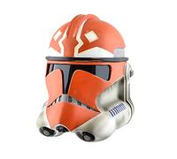 WINBST Star Wars Full Face Mask, Mandalorian Helmet Mask,Halloween Cosplay Clone Trooper Imperial Stormtrooper Toy Prop for Party Carnival Approximately 24 Inch head circumference, Pvc (Orange White)