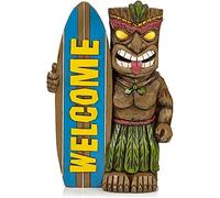 WINBST Tiki Statue, Solar Powered LED Garden Light with Welcome Surfboard Tropical for Outdoor Garden Decoration 5 × 10 × 15cm