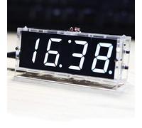Wincal Electronic DIY Clock - 4-digit Digital LED Clock Kit - Automatically Displays Time/Temperature (White)