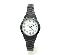 Wincci Ladies Classic Round Stretch Elastic Band Fashion Analog Quartz Watch White Dial with Easy to Read Black Numbers Black Hour Minute Second Hands, Black