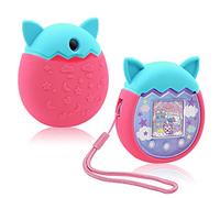 Winceed Silicone Case for Tamagotchi Pix Virtual Pet Game Machine, Protective Cover for Tamagotchi Pix Sleeve Protector Skin with Hand Strap (Turquoise+Pink)