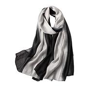 WINCESS.YU Women Gradient Scarf Stripe Long Shawls and Wraps Lightweight Solid Pashmina for Spring Summer and Fall, Black and White, One Size