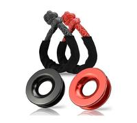 Winch Rope, Rope Shackle Synthetic Car Flexible Shackles 55000lbs Recovery Ring Trailer Tow Strap Pull 17t Car Broke Down Winch Accessories(2 Sets)
