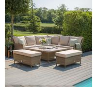 Winchester Corner Garden Dining Sofa Set - Rising Table - Ice Bucket - Ceramic Top - Natural Rattan