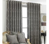 Winchester Damask Eyelet Curtains Paoletti Light Brown 229cm width x 229cm drop