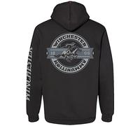 Winchester Legend Collection Rider Crest Banner Made in the USA Fleece Pullover Hooded Sweatshirt for Men, Black, Small