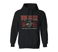 Winchester Official Vintage 1866 Printed Fleece Pullover Hooded Sweatshirt for Men, Women, Unisex, Black, Large
