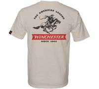 Winchester Official Vintage Worn Rider 100% Cotton Short Sleeve Men's Printed T-Shirt, Sand, Medium