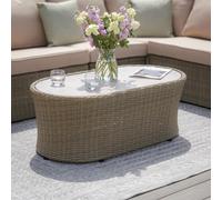 Winchester Oval Garden Coffee Table - Ceramic Top - Natural Rattan