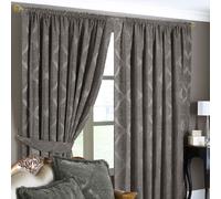 Winchester Pencil Pleat Curtains Paoletti Light Brown 168cm width x 183cm drop