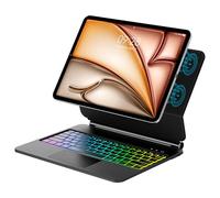 WINCHKING Magic Keyboard for iPad Air 13" (M3 2025 & M2 2024) + iPad Pro 12.9" 6th-3rd Gen (2022-2018) - Slim Case with Multi-Touch Trackpad, Floating Stand & Backlit Keys - Black