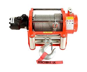 WINCHMAX 10,000lb (4,536kg) Hydraulic Winch. 25m x 9.1mm Steel Rope. 3/8 inch Hook.