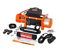 WINCHMAX 13,500lb (6,123kg) Original Orange 12v Electric Winch. 25m x 10mm Armourline Synthetic Rope, 3/8 Inch Tactical Hook..