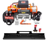 Winchmax 13,500Lb Original Orange 12V Winch, 15M X 9.5mm Steel Rope. Mounting Plate And Isolator