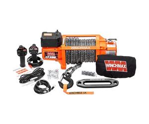 WINCHMAX 17,500lb (7,938kg) Original Orange 24v Electric Winch, 26m x 13mm Dyneema SK75 Multi-strand Synthetic Rope. Competition Hook, Wireless Remote Controls