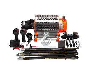 WINCHMAX 20,000lb (9,072kg) Original Orange 'Z' Hydraulic Winch. 25m x 14mm Steel Rope. 1/2 Inch Hook. 24v CETOP3 Control System.