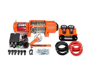 WINCHMAX. 5,000lb (2,268kg) 12V Winch. 15.2m x 6.3mm Dyneema Rope, 1/4 Inch Hook.