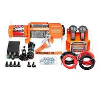 WINCHMAX 5,000lb (2,268kg) Original Orange 12v Electric Winch. 15.2m x 6.3mm Steel Rope, 1/4 Inch Clevis Hook, Twin Remote Controls.