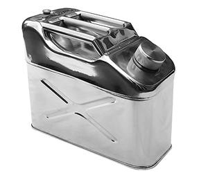 WINCHMAX Jerry Can 10ltr. High Grade 304 Polished Stainless Steel. For Fuel, Petrol, Diesel or Water. Perfect for Racing, Aviation or Marine use. Standard Pattern.