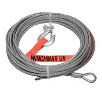 Winchmax Steel Rope 15M X 6mm. Hole Fix. 1/4 Inch Hook.