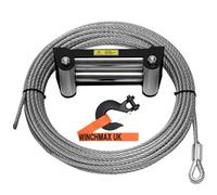 Winchmax Steel Rope 26M X 9.5mm, Hole Fix. Black Roller Fairlead And 3/8 Inch Clevis Hook. For Winches Up To 13,500Lb.
