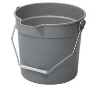 Winco Heavy-Duty Plastic Bucket/Utility Pail with Pour Spout, 14 Quart, Gray
