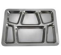 Winco - SMT-2 Winco 6-Compartment Mess Tray, Style B, Stainless Steel, Medium