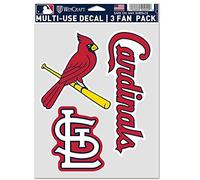 WinCraft MLB St. Louis Cardinals Decal Multi Use Fan 3 Pack, Team Colors, One Size