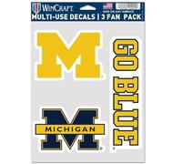 WinCraft NCAA Michigan Wolverines Decal Multi Use Fan 3 Pack, Team Colors, One Size