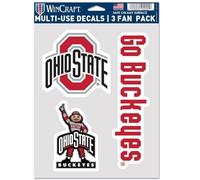 WinCraft NCAA Ohio State Buckeyes Decal Multi Use Fan 3 Pack, Team Colors, One Size