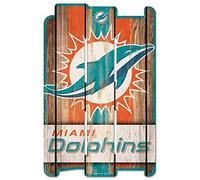 WinCraft NFL Miami Dolphins Wood Fence Sign, Black