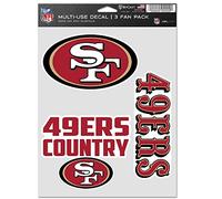 WinCraft NFL San Francisco 49ers Decal Multi Use Fan 3 Pack, Team Colors, One Size