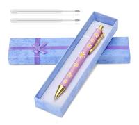 Wincredulous 1 Piece Sparkly Floral Pens Gift Set,Floral Pen,Bling Metal Floral Pen,Shiny Daisy Ballpoint Pen,Smooth Writing,Black Ink Retractable Ballpoint Pens,Pretty Flora Pens for Women (Lilac)