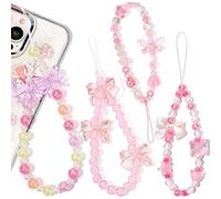 Wincredulous 4PC Pink Bow Wrist Lanyard Charm Strap Cellphone Lanyard Wrist Smartphone Chain String Charm for Earphone Case(Pink Bow,4PC)
