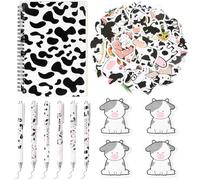 Wincredulous 61 Pieces Cow Party Favours Bulk with Cow Themed Spiral Notebook Black Gel Ink Pen Sticky Notes and Stickers for Farm Cow Themed Birthday Party Gifts Classroom Reward Gift