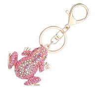 Wincredulous Frog Keychain,Cute Rhinestone Frog Party Gift Keychain for Frogs Lover Women Purse Bag Charms Men Car Key Decor (Pink)