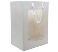 WINCUR 20 Pcs Paper Gift Bags with Transparent Window, Shopping Bags with Handles,Shopping Tote for Bridal Christmas Mothering Birthday Shower Festivals Party Supplies(White 9.84 * 7.09 * 13.78")