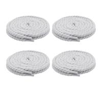 WINCUR 4 Pairs Three Strand Twisted Shoelaces, 0.32" Width Poly-Cotton Braided Shoelaces,Thick Rope Shoe Lace Strings, White, 140cm/55"
