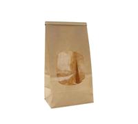 WINCUR 50 Pack Paper Bread Bags with Clear Window, Disposable Tin Tie Tab Lock Cookie Sourdough Loaf Bag for Homemade Cookies Snacks Breads(Brown 90 * 60 * 250mm/3.54 * 2.36 * 9.84")