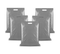 WINCUR 50PCS Small Plastic Bag with Die Cut Handle, Reusable Thick Pack Bulk Treat Bag with Handle for Birthday Party,festival party(Silver 30 * 40cm/11.81 * 15.74")