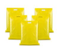 WINCUR 50PCS Small Plastic Bag with Die Cut Handle, Reusable Thick Pack Bulk Treat Bag with Handle for Birthday Party,festival party(Yellow 45 * 55cm/17.71 * 21.65")