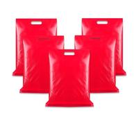 WINCUR 50PCS Small Plastic Bag with Die Cut Handle, Reusable Thick Pack Bulk Treat Bag with Handle for Birthday Party,festival party(Red 30 * 40cm/11.81 * 15.74")