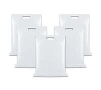 WINCUR 50PCS Small Plastic Bag with Die Cut Handle, Reusable Thick Pack Bulk Treat Bag with Handle for Birthday Party,festival party(Ivory 35 * 45cm/13.77 * 17.71")